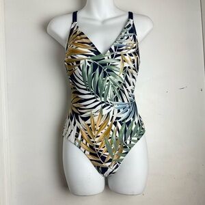 Tropical Leaf Print Kids One Piece Swimsuit